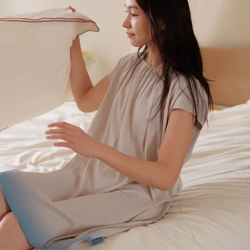 《晴菲专属》251-037朵朵可可女优雅简约渐变宽松居家休闲短裙