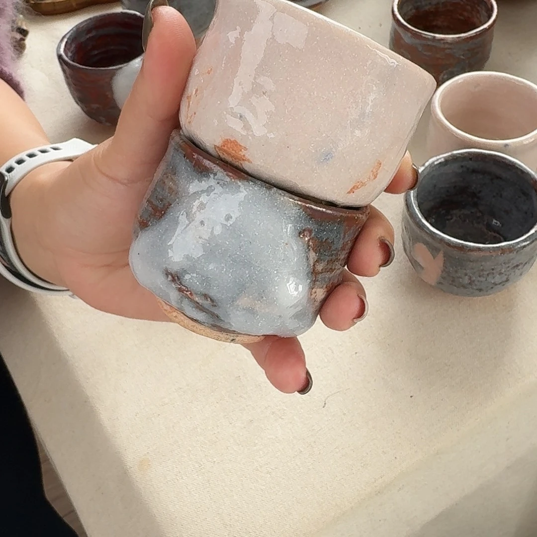 瓷片志野对杯一套