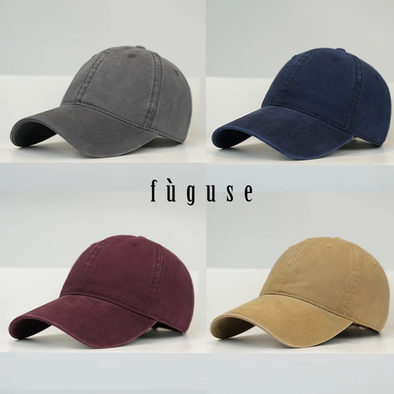 春夏纯色做旧水洗软顶棒球帽子男女复古百搭显脸小防晒遮阳鸭舌帽