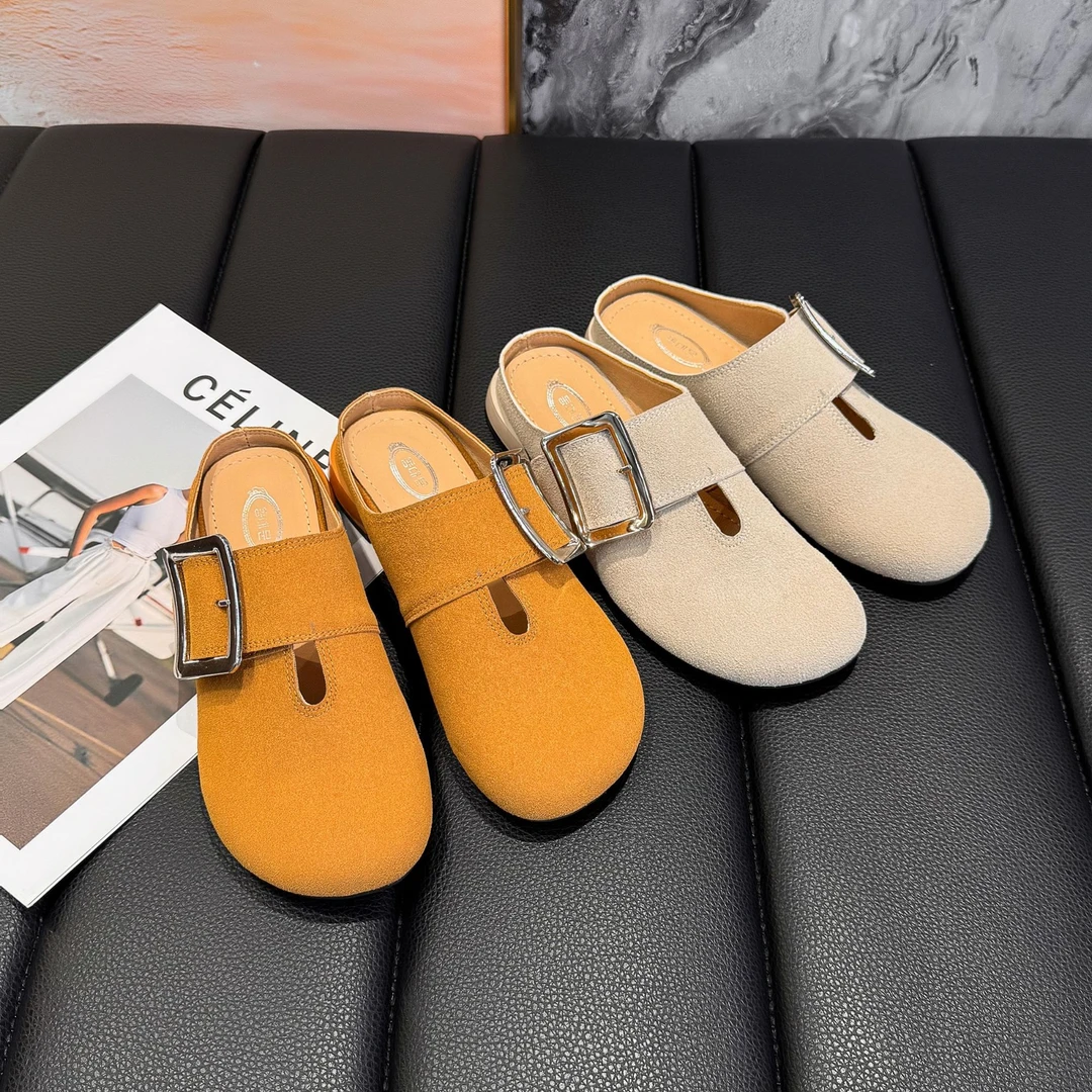 女士复古磨砂皮厚底包头拖时尚休闲百搭防滑网红夏季潮流勃肯鞋