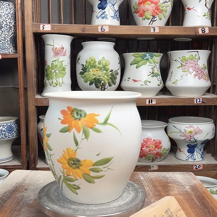 摆件圆口向日葵陶瓷藤陶瓷陶瓷藤