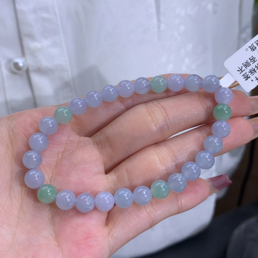 翡翠手链未镶嵌卡6.7冰胶紫手串