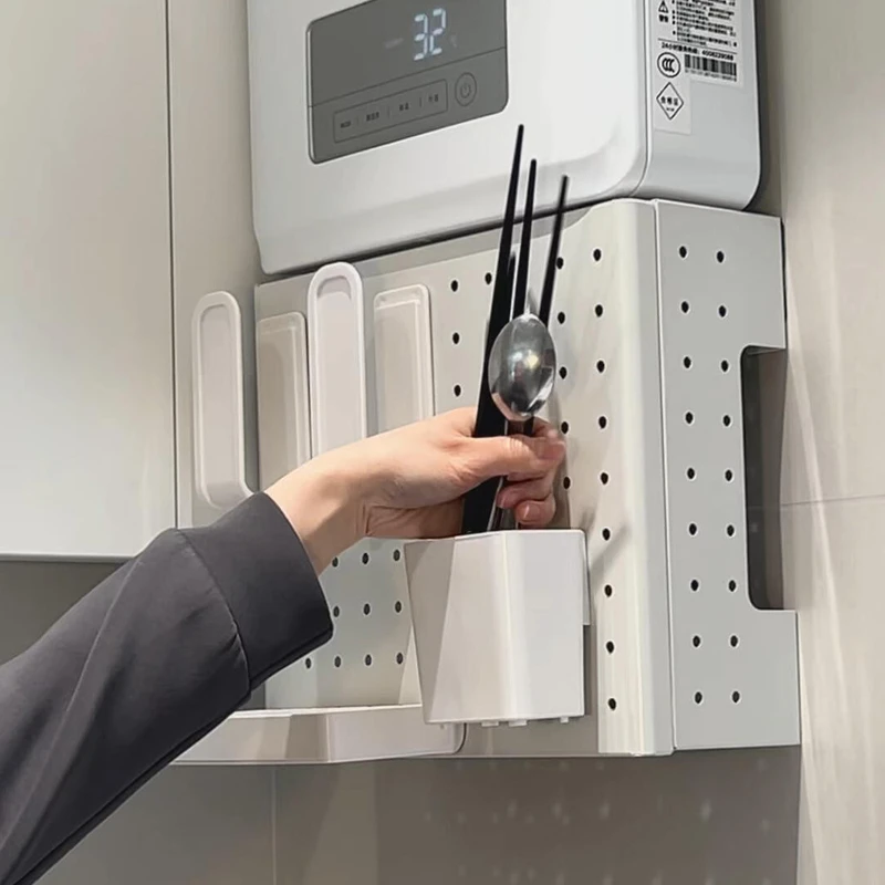 热水器遮挡罩厨房浴室燃气管道遮丑洞洞板免打孔壁挂式收纳置物架