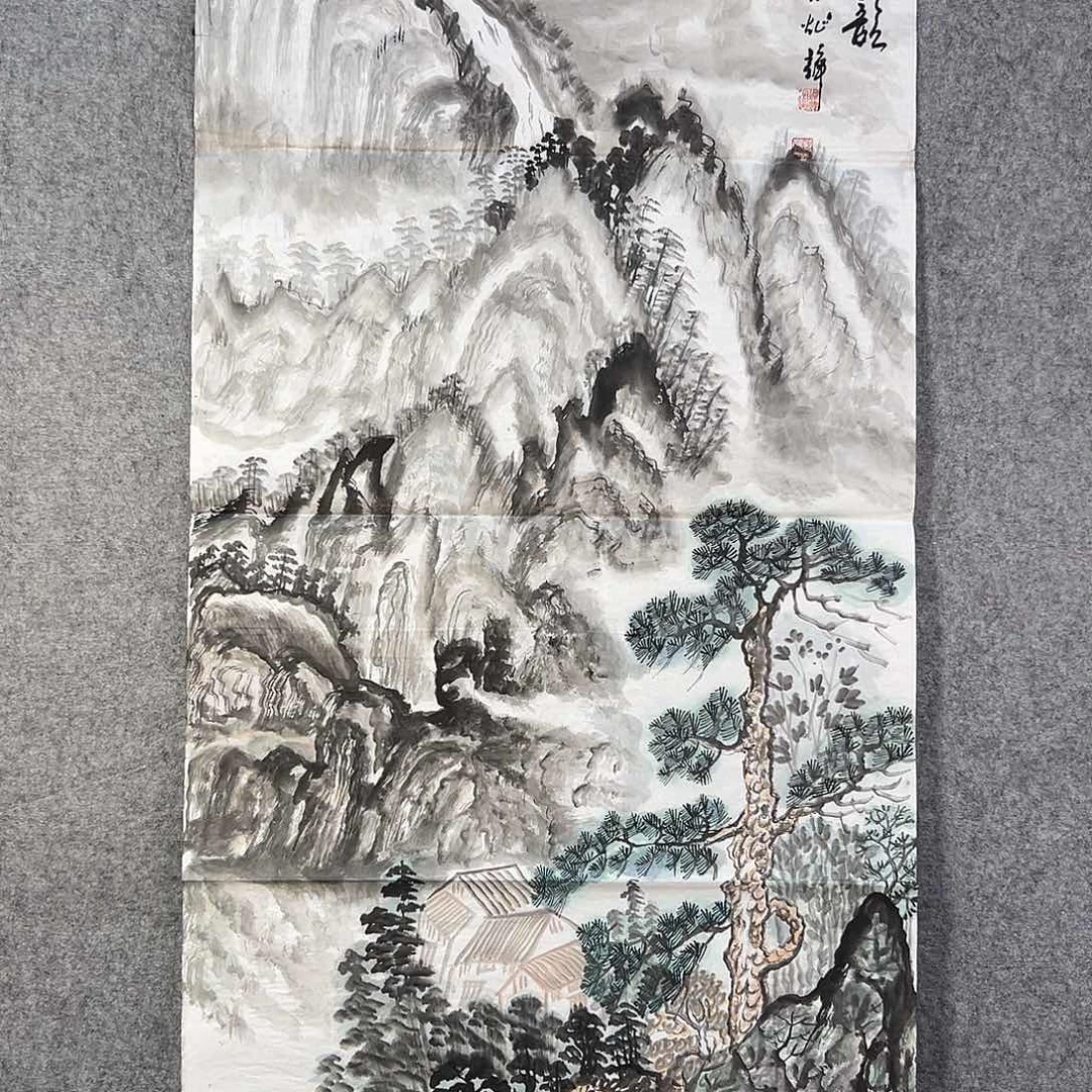 国画443 牡丹之花之叶的颜色与花色