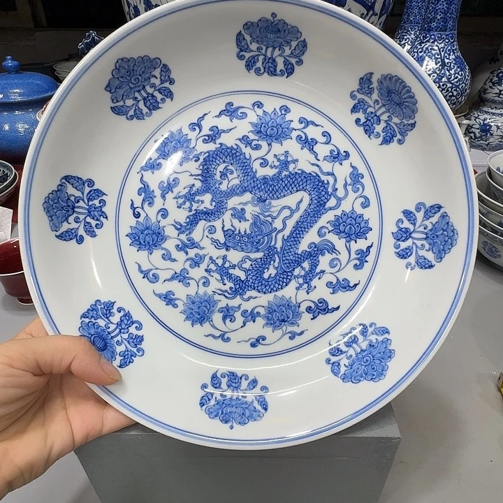 前***大摆件陶瓷制品纯手工工青花盘