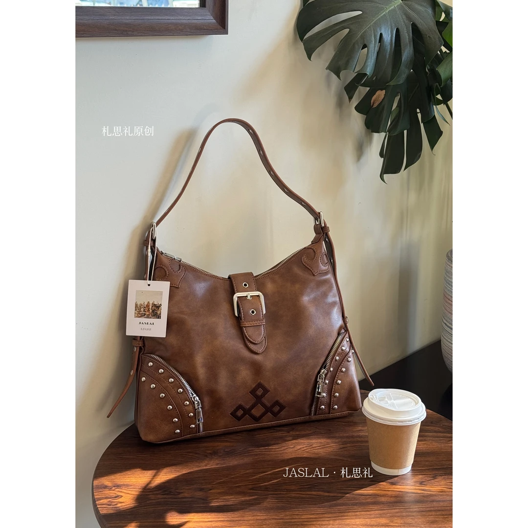 札思礼｜原创民族风游牧包铆钉帅气复古腋下斜挎包