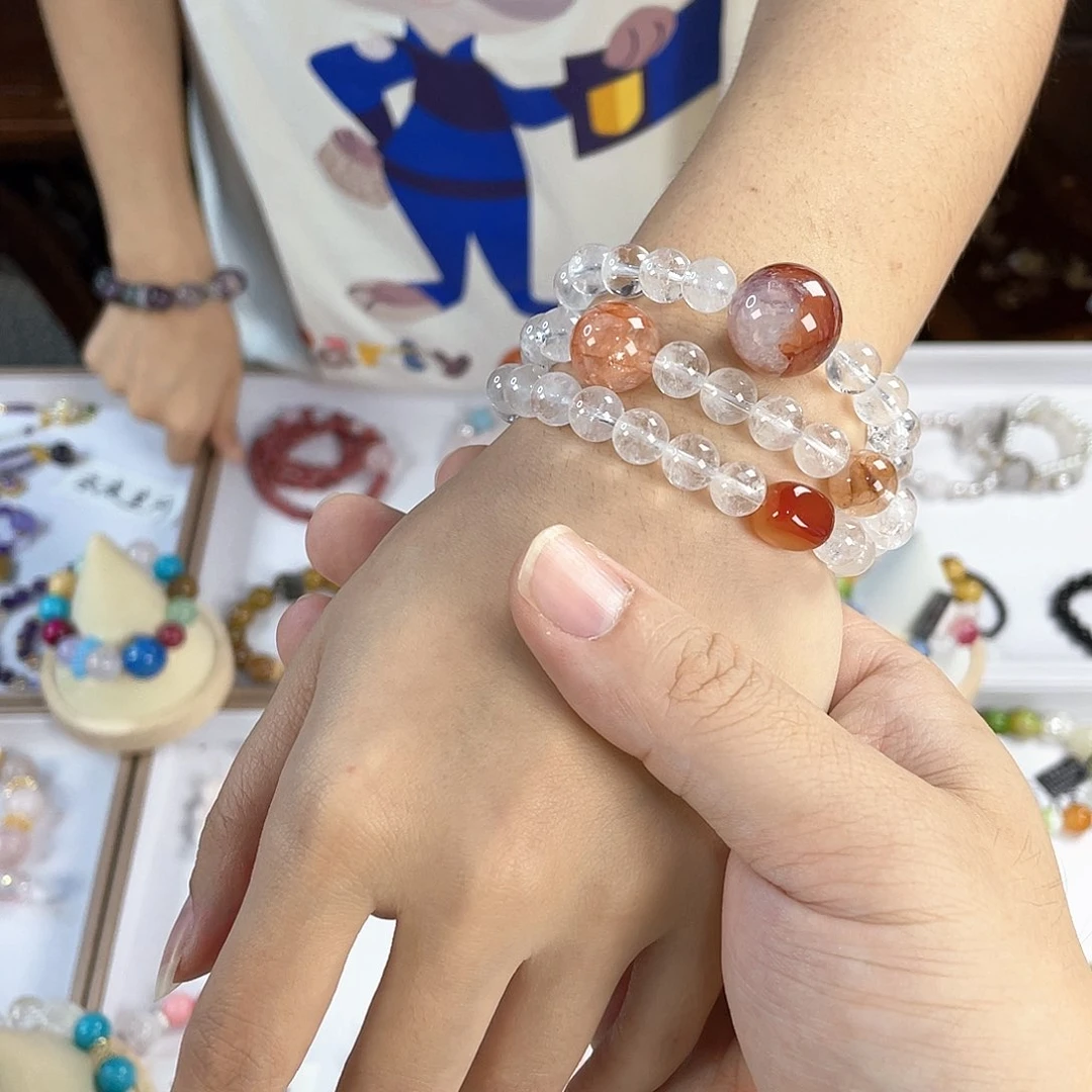 水晶手链银S925镀金镶嵌