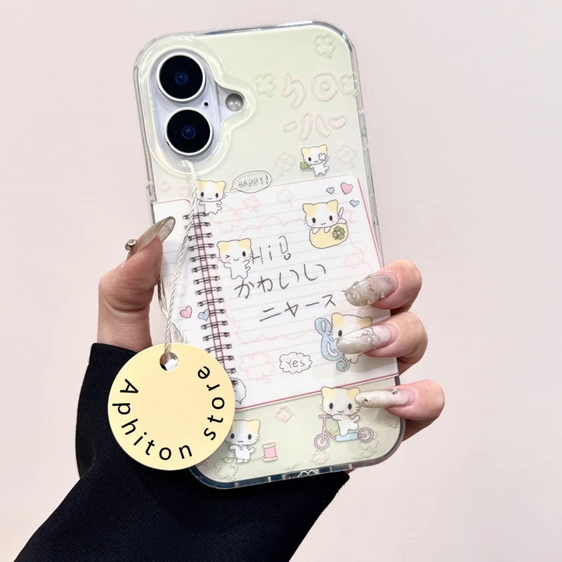 奥菲顿日记可爱小猫适用iPhone16大孔手机壳华为vivo小米15oppo套