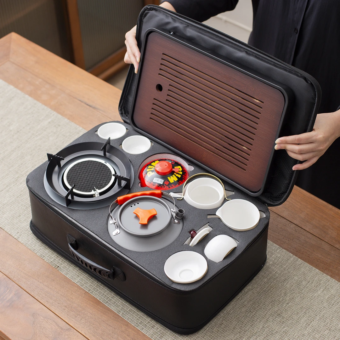 羊脂玉户外旅行茶具套装带炉子烧水壶一整套泡茶露营野炊围炉煮茶
