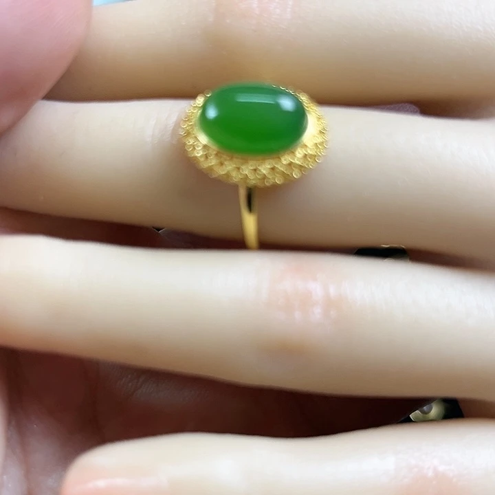 和田玉（碧玉）戒指银S925镶嵌