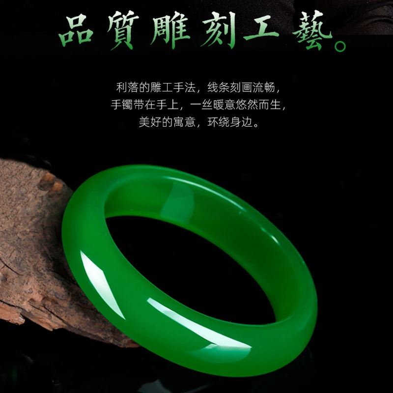 菠菜绿手镯翠绿色显贵气送妈妈【带母亲节礼物