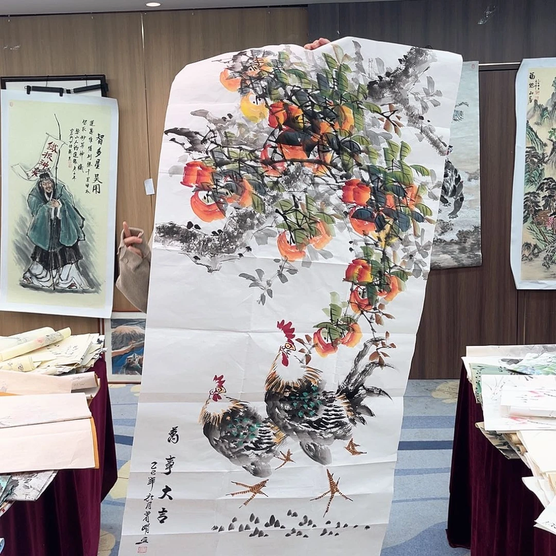 国画画画和书法艺术作品