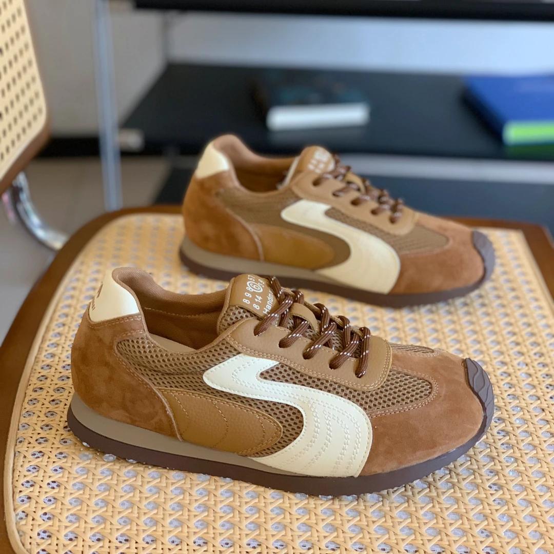 时尚拼色内增高德训鞋女拼接网面透气显脚小2025秋爆款复古阿甘鞋