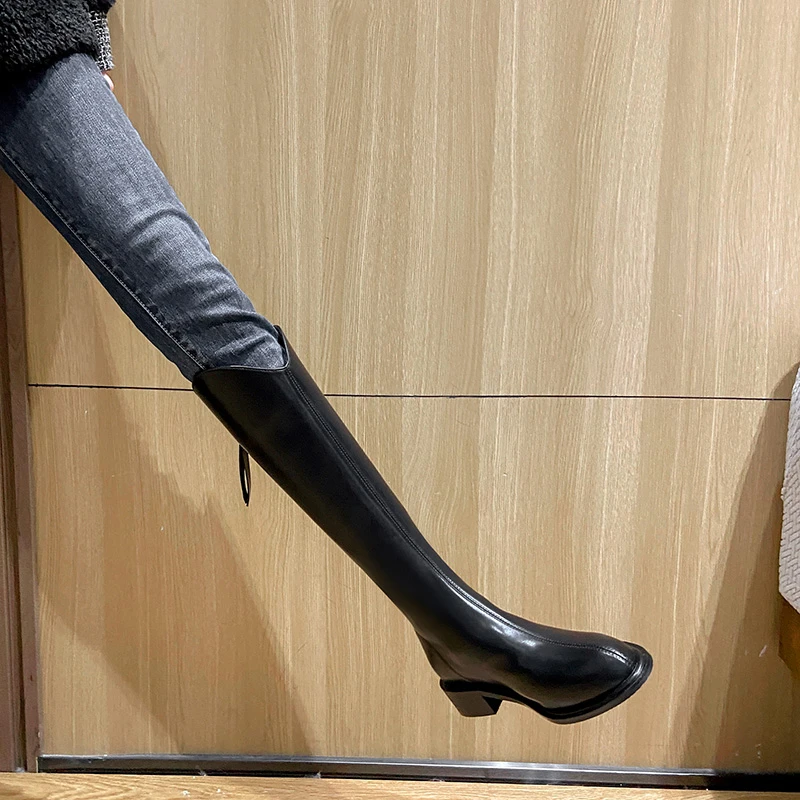 长筒靴女2024新款粗跟小跟厚底高筒靴网红爆款今年流行的骑士长靴