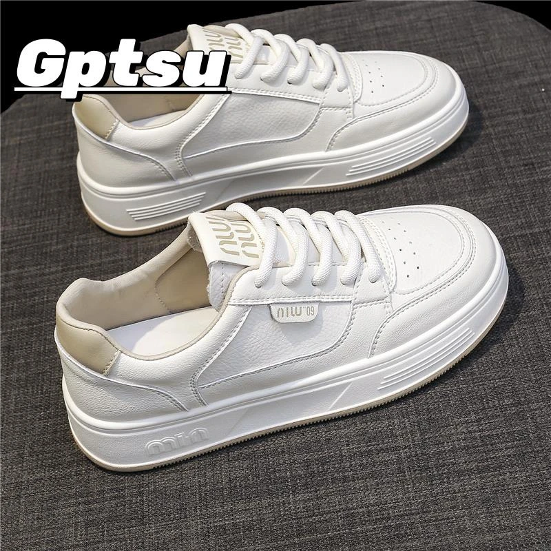 GPTSu小白鞋女士百搭春夏平厚底夏季透气新款休闲老爹运动板鞋潮