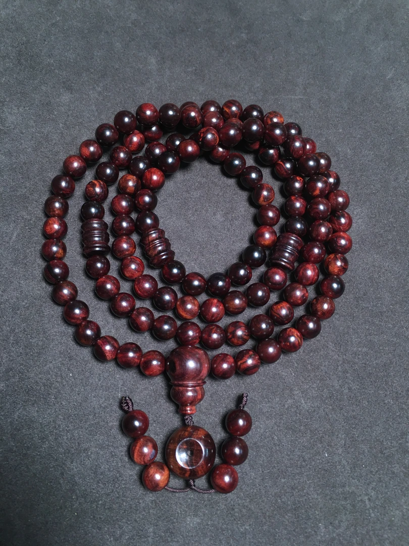 【一物一拍】FS294海南黄花梨紫油梨多彩留疤0.8*108手串