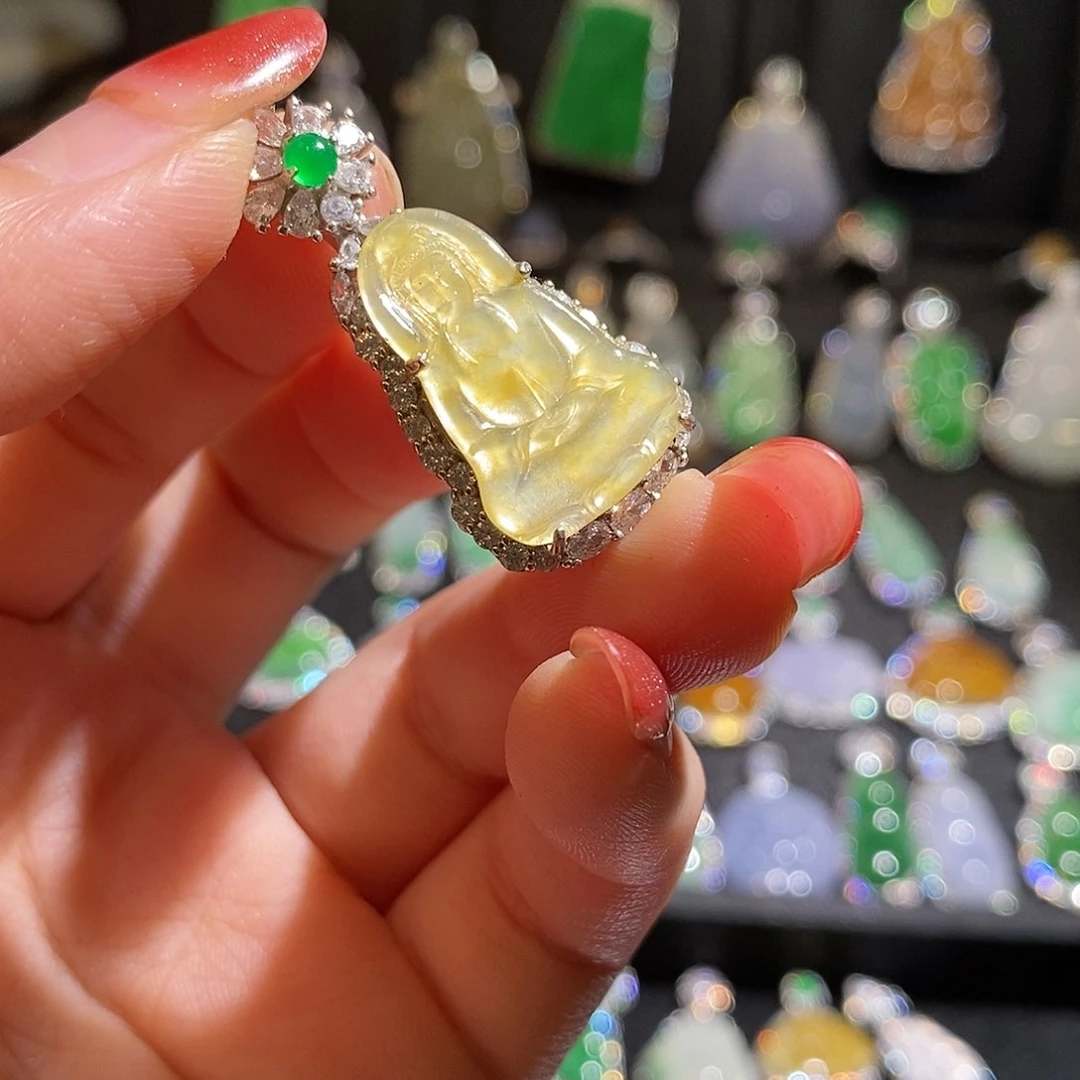 颈饰银S925镶嵌翡翠天然翡翠