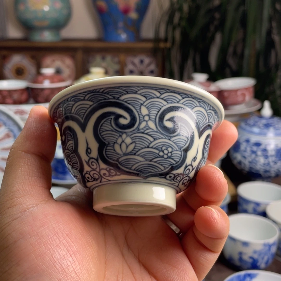 二号釉海生花压手杯