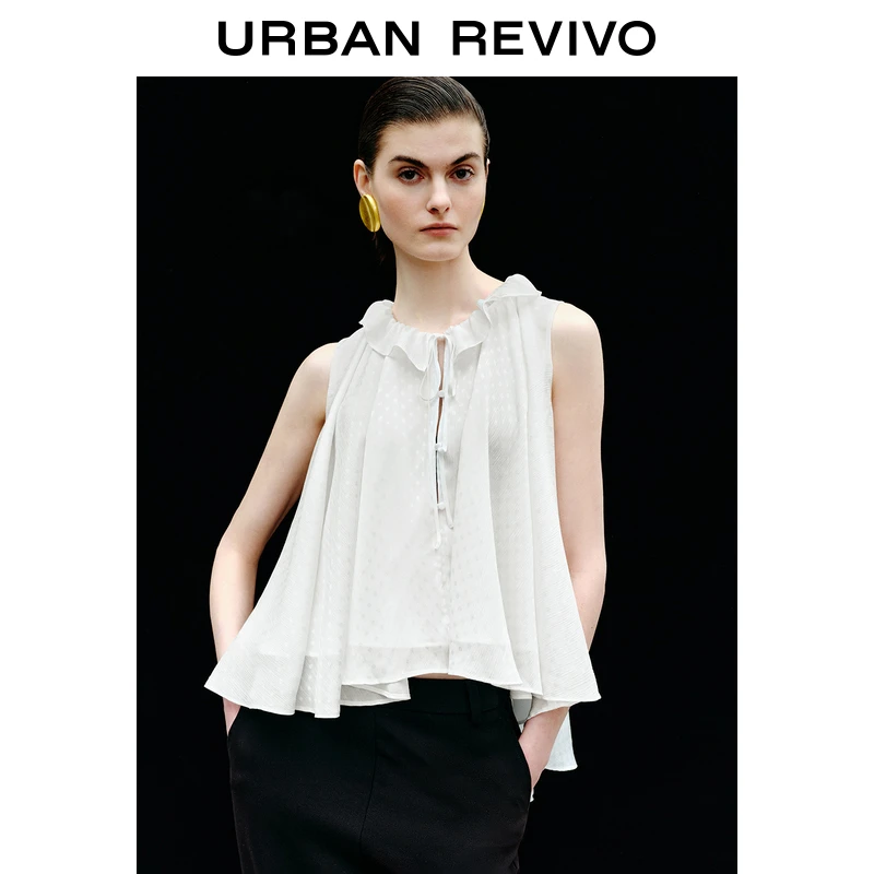 UR2025春季新款女装休闲度假感超宽松花边开襟衬衫UWG250061