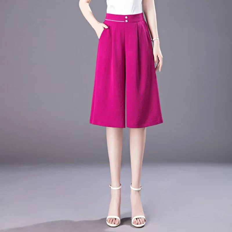 2212#[微暇]七分裤韩版高腰休闲宽松阔腿裤女大脚女裤子