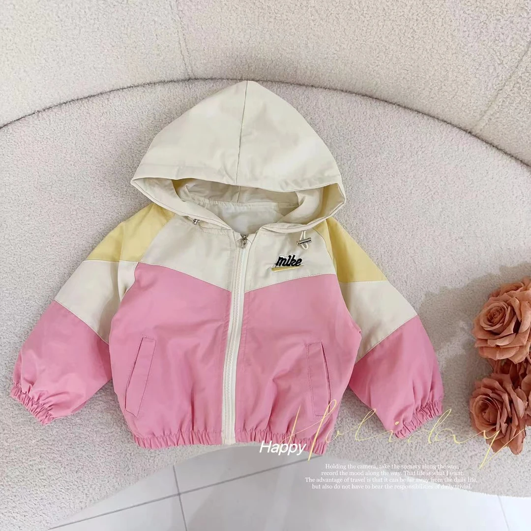 汤圆家童装2025春季新款韩系甜美撞色百搭连帽外套 XA-705