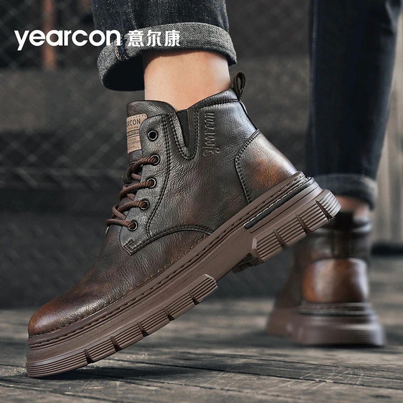 YEARCON/意尔康男鞋2025时尚休闲经典户外男士软底增高通勤百搭鞋