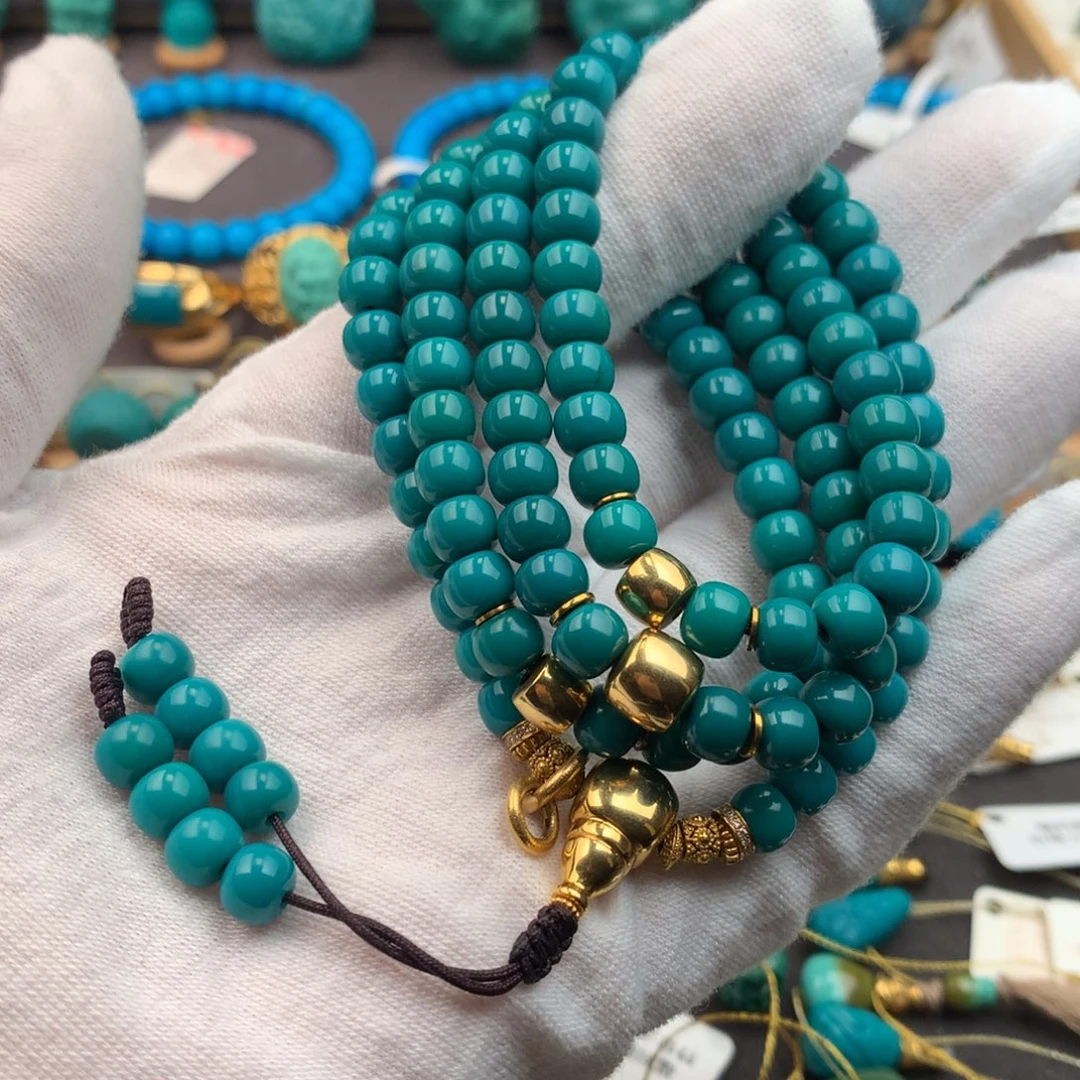 绿松石18K金镶嵌绿松石6.4mm