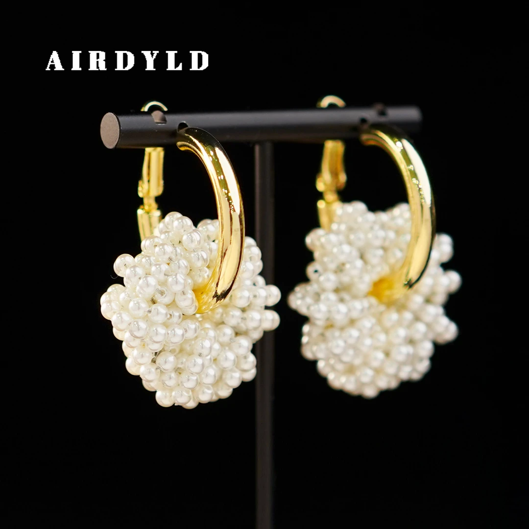 黄铜仿珍珠耳饰 【雪漫天】法式复古轻奢气质手工百搭耳环ED002