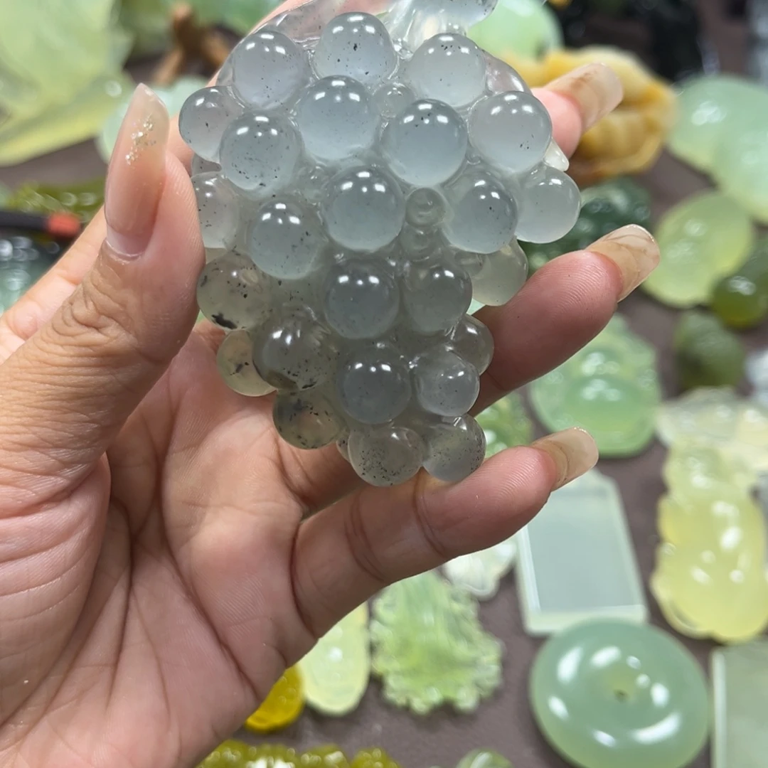 ٩***و未镶嵌蛇纹石玉手把件手把件