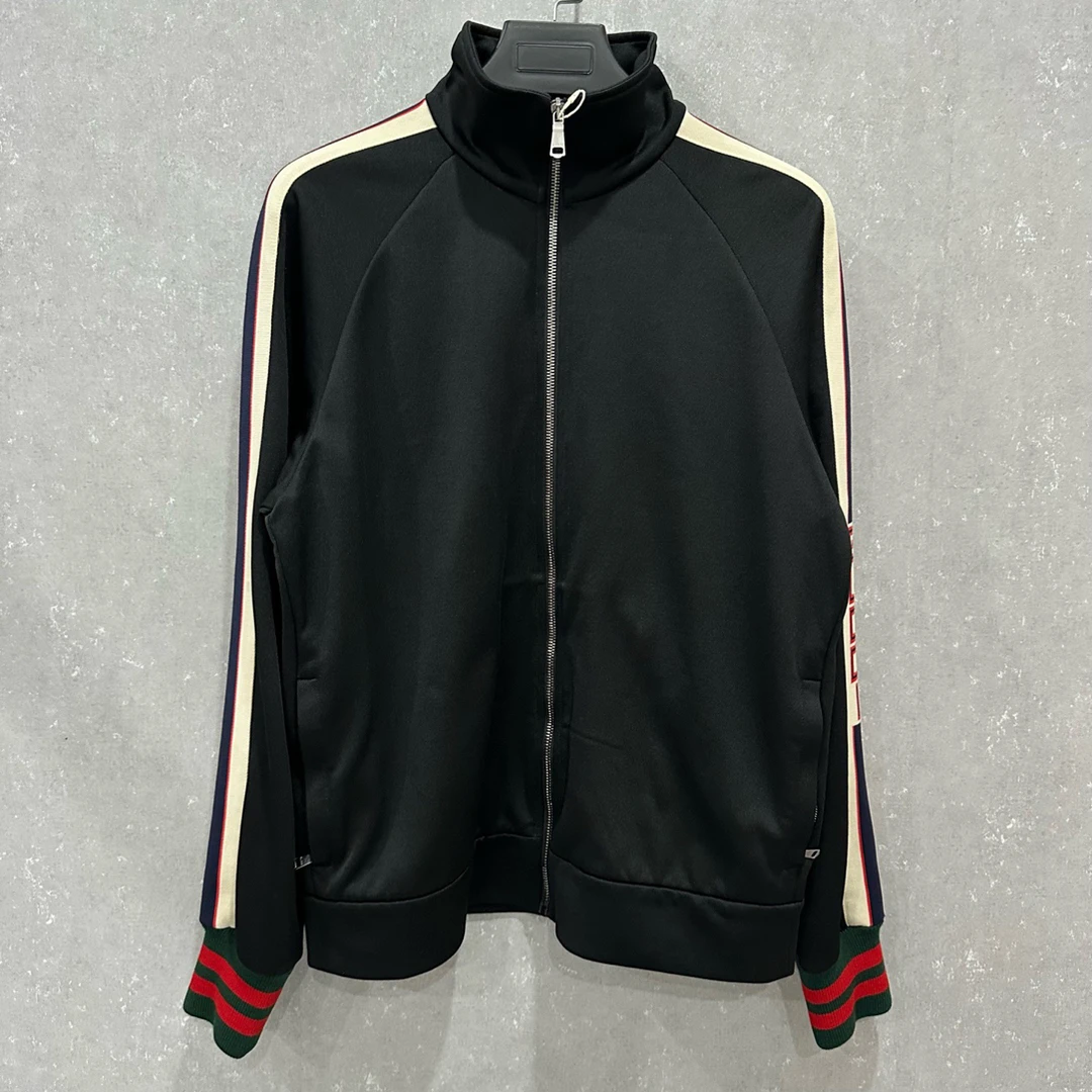 未使用 GUCCI/古驰 条纹袖口Logo拉链校服外套 S码