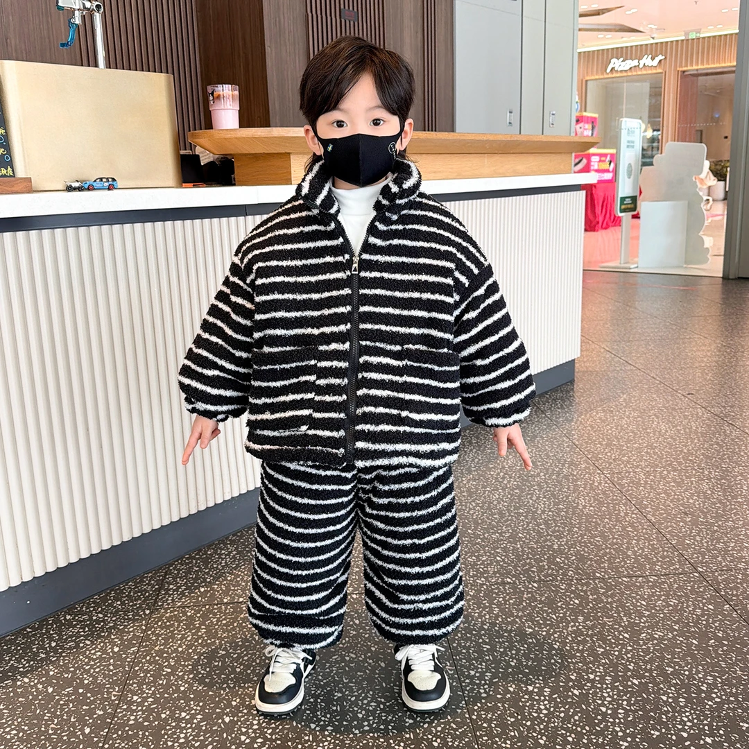 儿童加厚款珊瑚绒睡衣2025新款冬季男童法兰绒套装宝宝冬装家居服