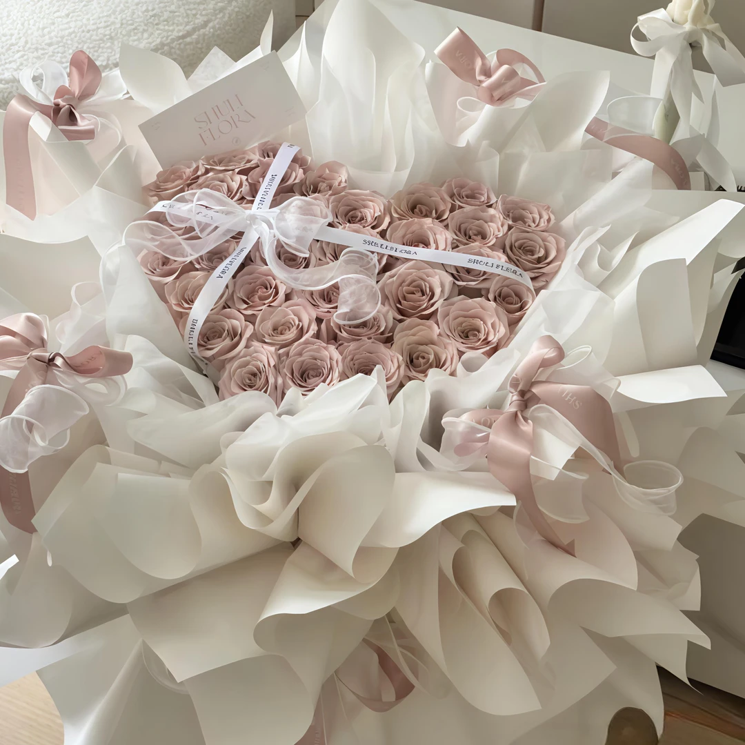 【芭蕾风】33朵曼塔粉色花束送爱人女友情人节花束