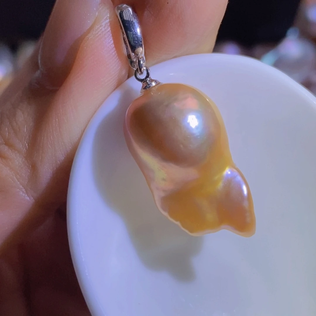 银S925镶嵌淡水珍珠微瑕