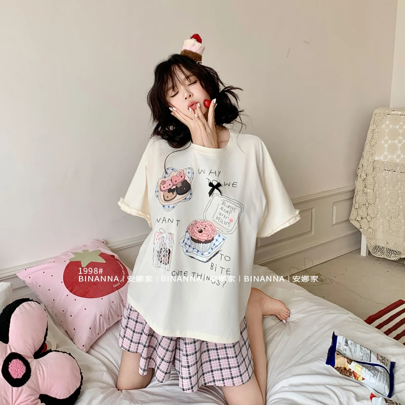 睡衣女款2025新款夏短袖丝光棉高级感薄款针织短裤套装夏季家居服