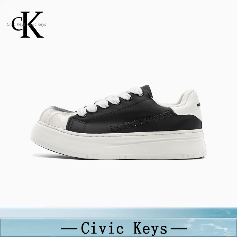迪家精选Civic Keys小众贝壳头厚底板鞋男款秋季休闲百搭美式高街