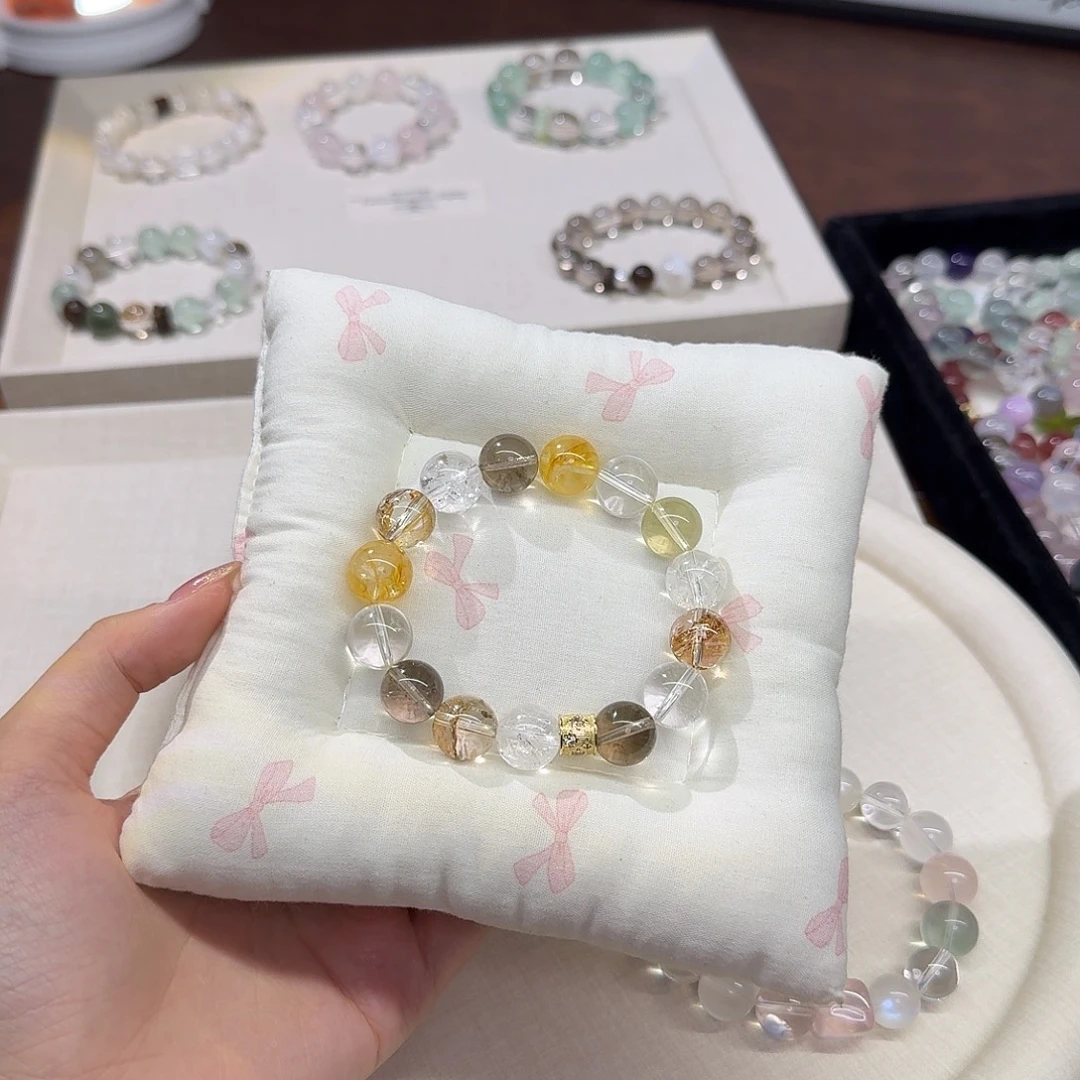 -****手链未镶嵌水晶拍2单是总价 金箔茶晶多宝手串