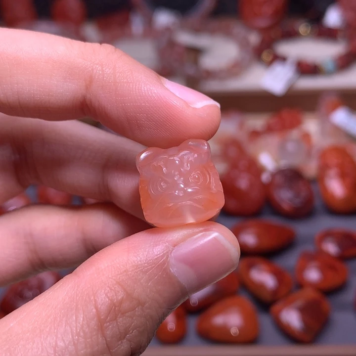 南红玛瑙合金珠宝半成品醒狮头