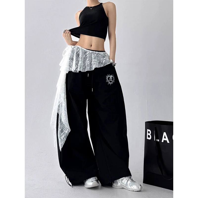 韩国时尚蕾丝花边三角巾女2025新款叠穿神器下摆裙帘网纱腰巾裙罩