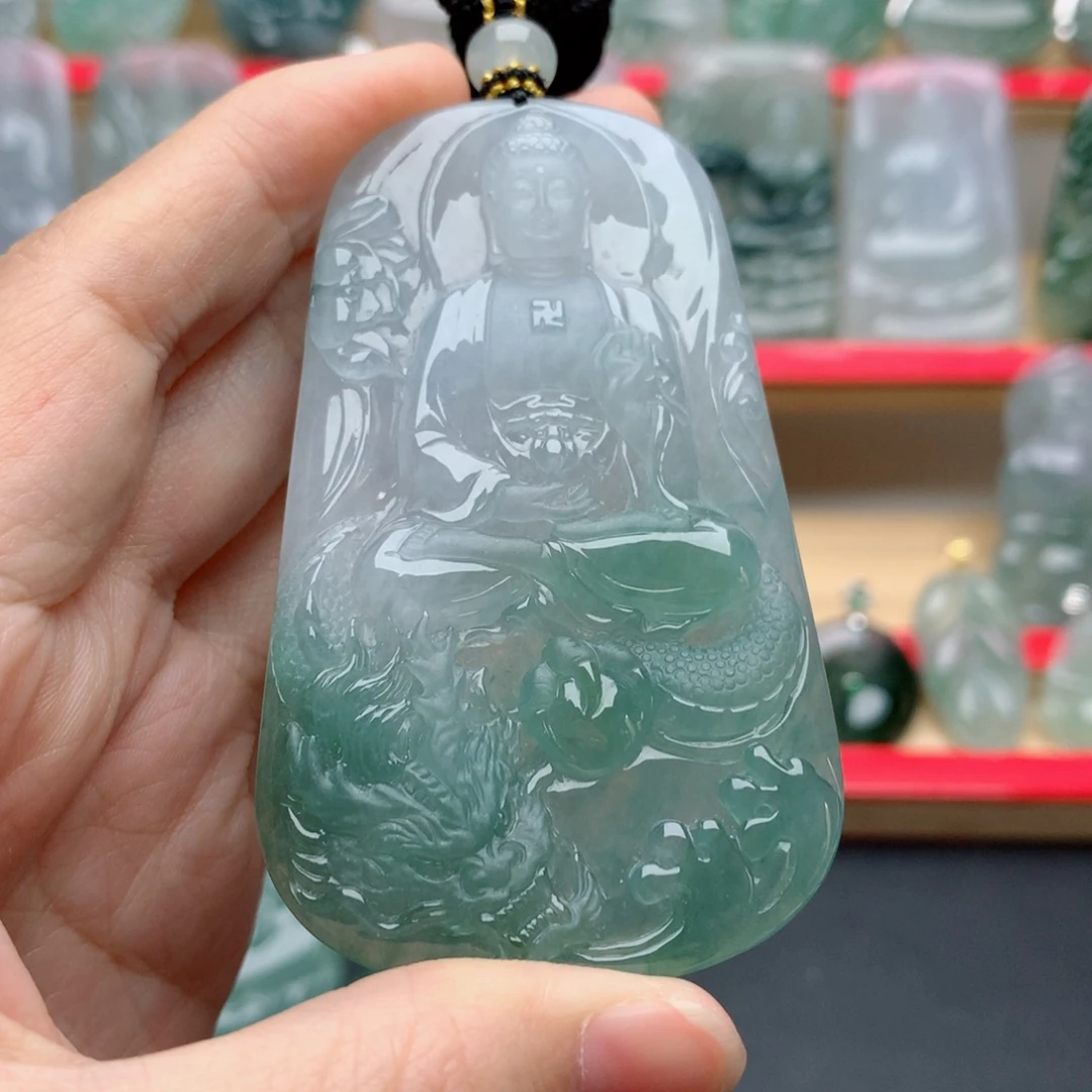 画***歌翡翠未镶嵌颈饰阿弥陀佛