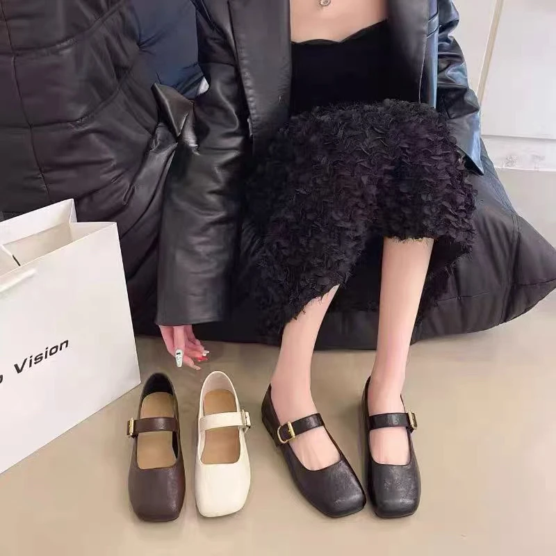 学院风防滑冬季韩版浅口春季单鞋圆头秋季幂式穿搭