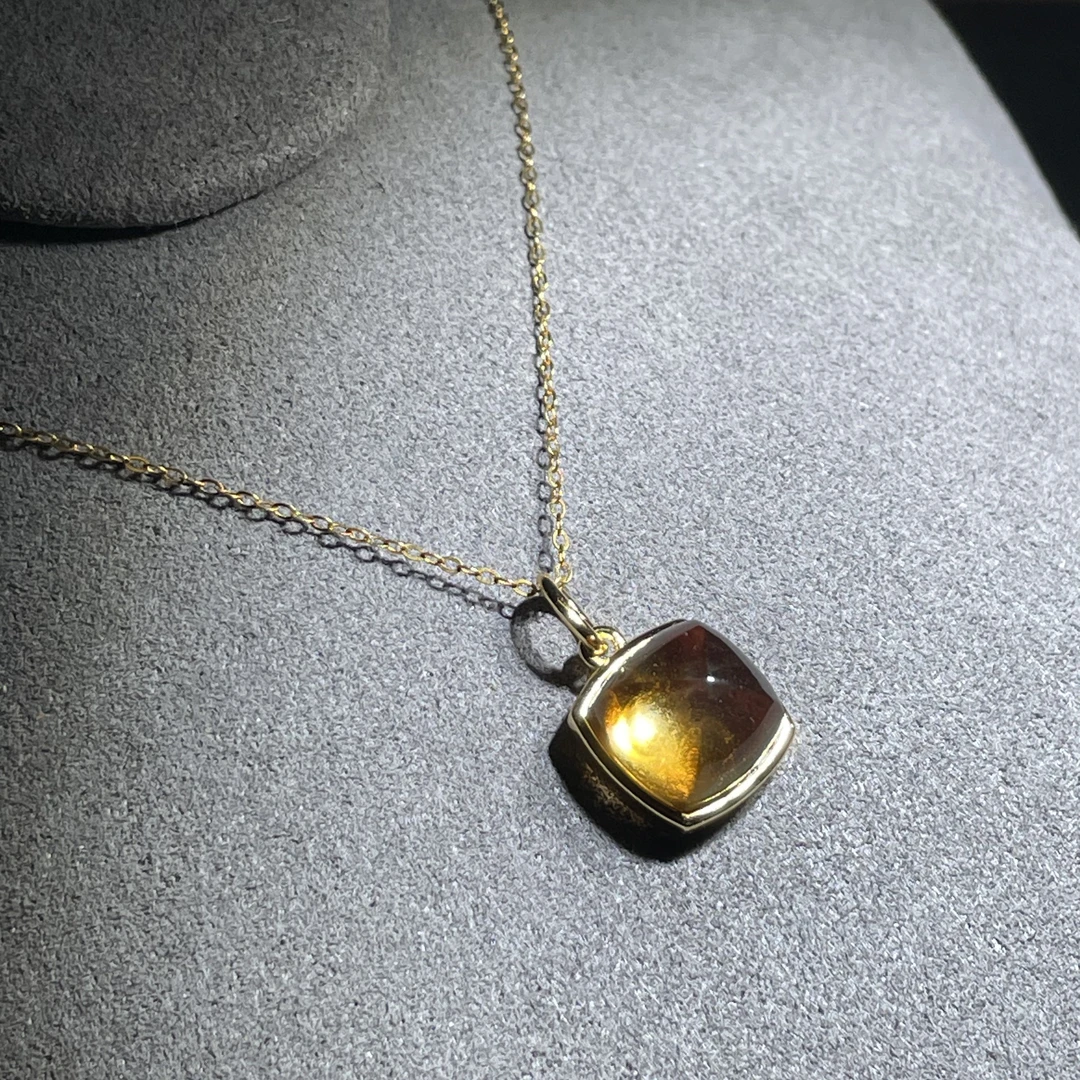 清新黄晶项链轻奢小众精致高级冷淡风925银