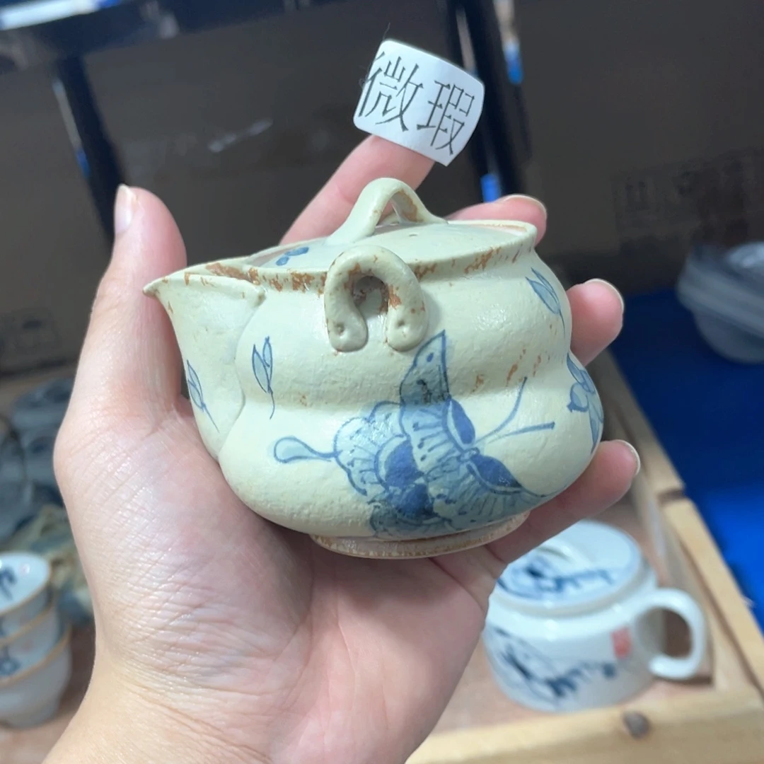 釉下彩纯手绘有瑕