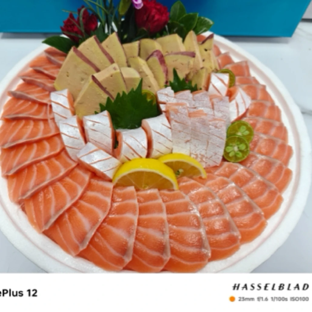 挪威进口三文鱼腩150克+蓝莓鹅肝100（6片）南宁同城配送（切好配冰盘）