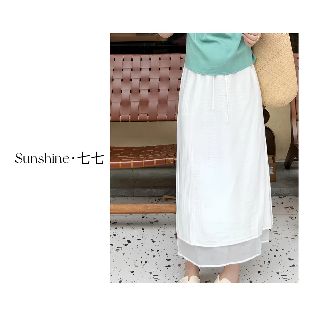 Sunshine【仲夏舞曲】韩系百搭小众假两件设计感显瘦半裙夏季长裙