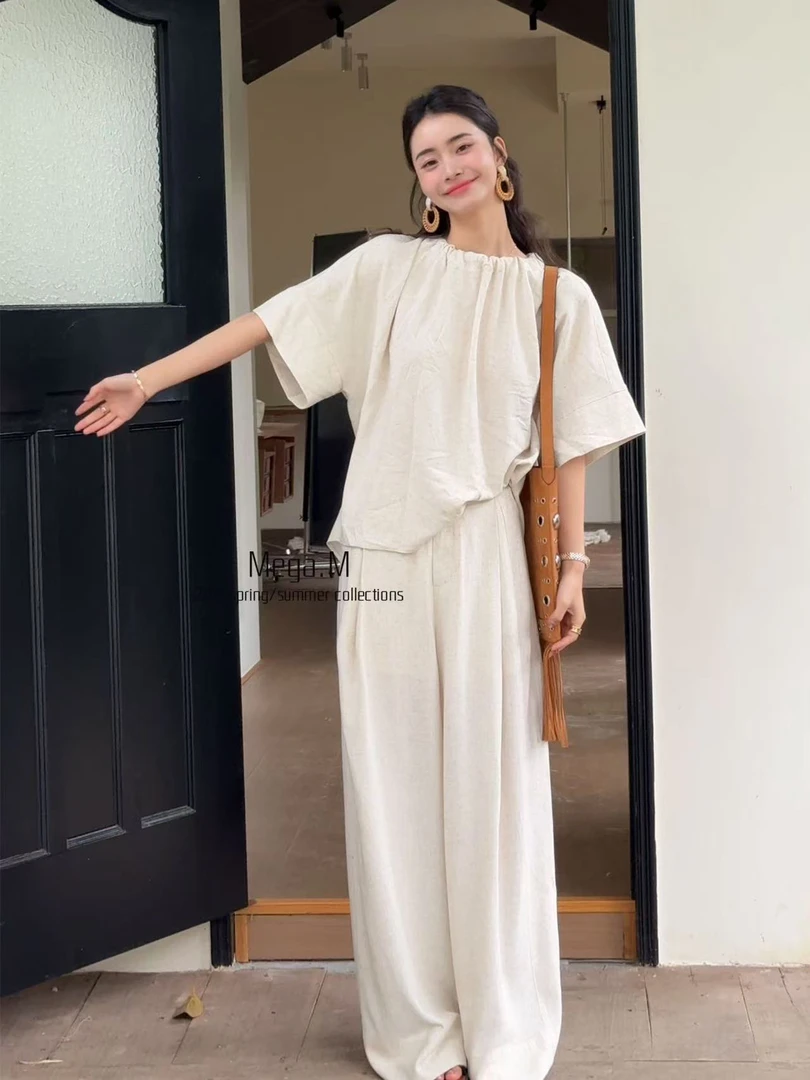 极简风气质前插口袋阔腿休闲裤（MG03093#）MG