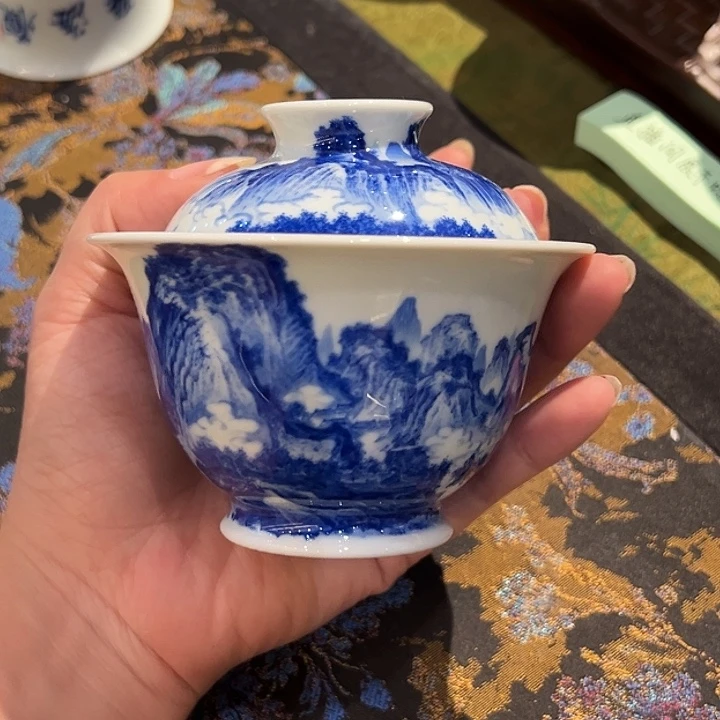 寻山晓隐宋画山水盖碗