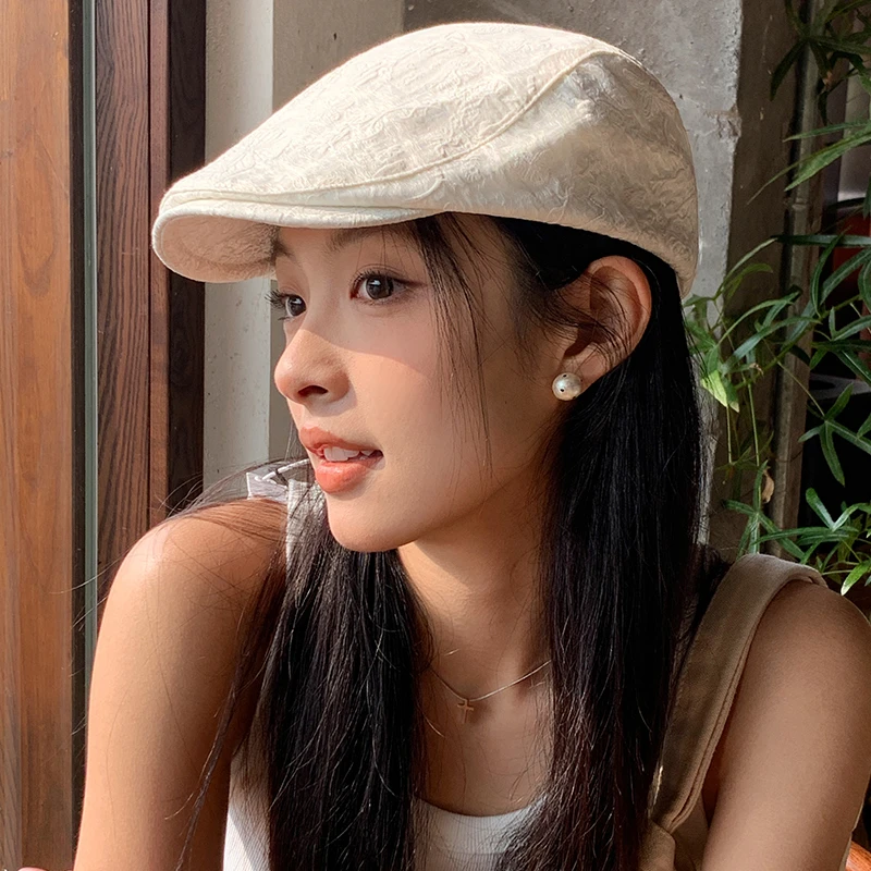 美式复古前进帽女2025新款英伦风大头围鸭舌帽时尚百搭反戴贝雷帽