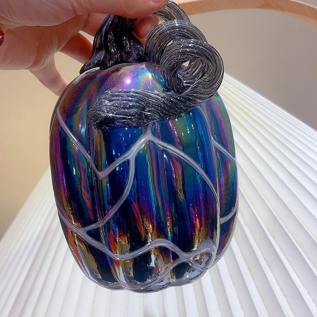 七彩极光炫彩黑色琉璃南瓜轻奢家居客厅微瑕