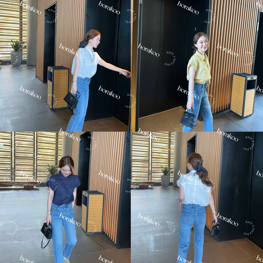 【BORAKOO】三色简约小飞袖休闲衬衫