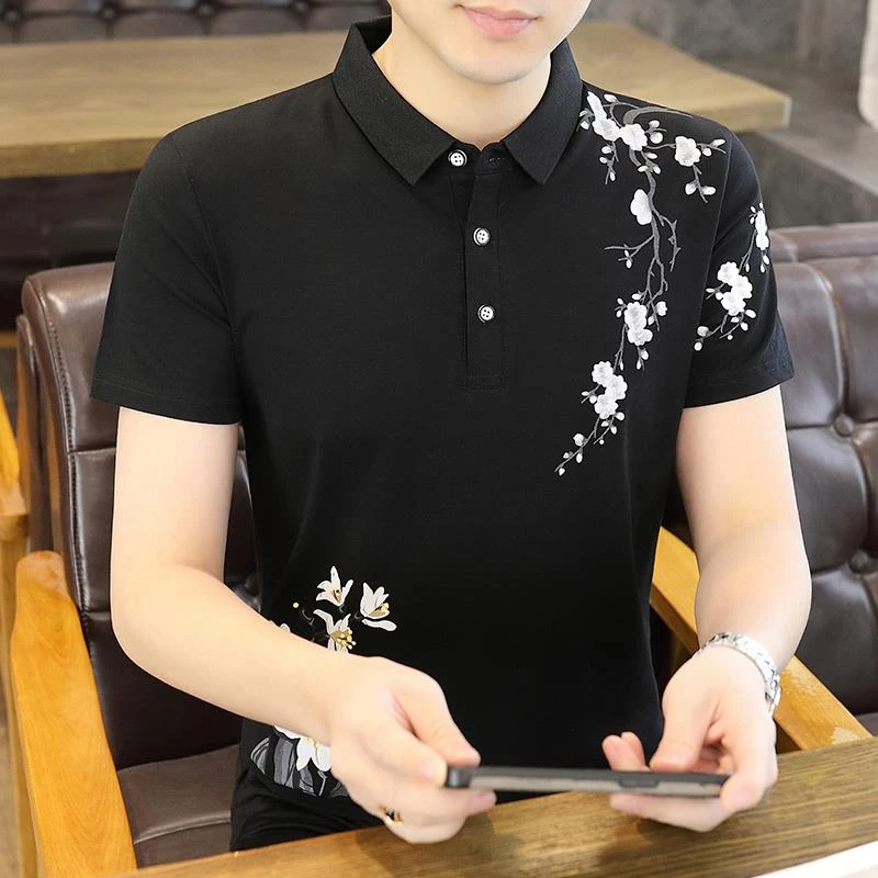 短袖t恤男士夏季潮牌休闲新中式翻领半袖上衣服高级感国风POLO衫